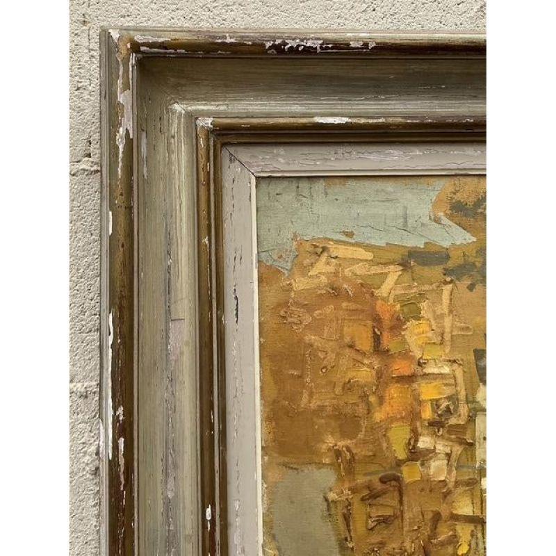 Vintage Mid-Century Modern Original Abstraktes Ölgemälde auf Leinwand im Angebot 4