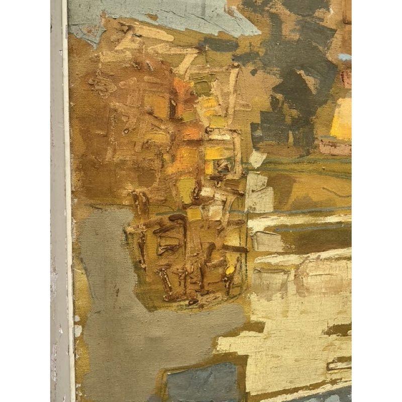 Vintage Mid-Century Modern Original Abstraktes Ölgemälde auf Leinwand (amerikanisch) im Angebot