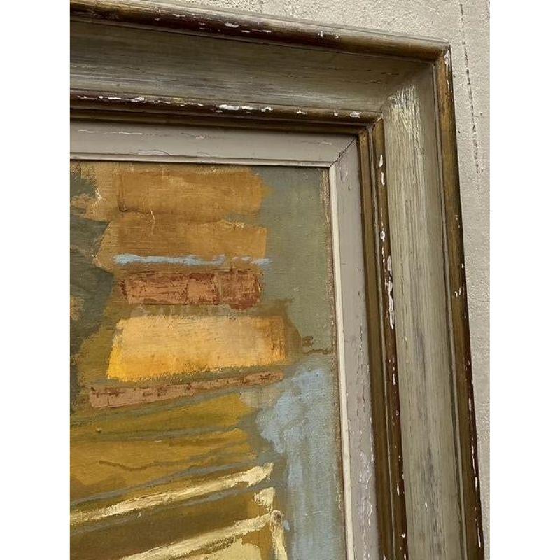 Vintage Mid-Century Modern Original Abstraktes Ölgemälde auf Leinwand im Angebot 1