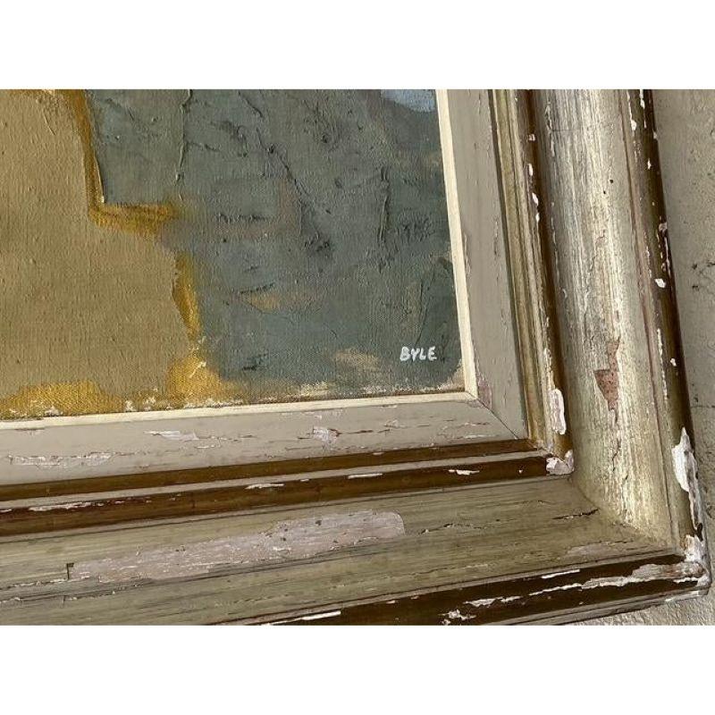 Vintage Mid-Century Modern Original Abstraktes Ölgemälde auf Leinwand im Angebot 2