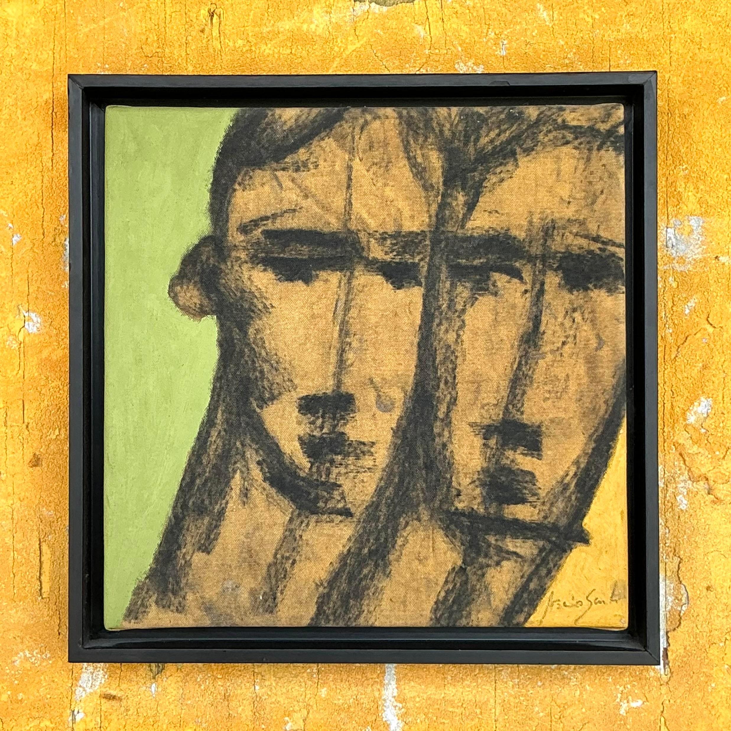 Vintage Mid-Century Modern Original Oil Painting on Canvas For Sale at ...