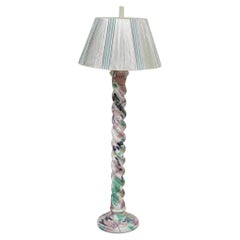 Vintage Mid Century Modern Paint Splatter Pollock Style Spiral Wood Floor Lamp