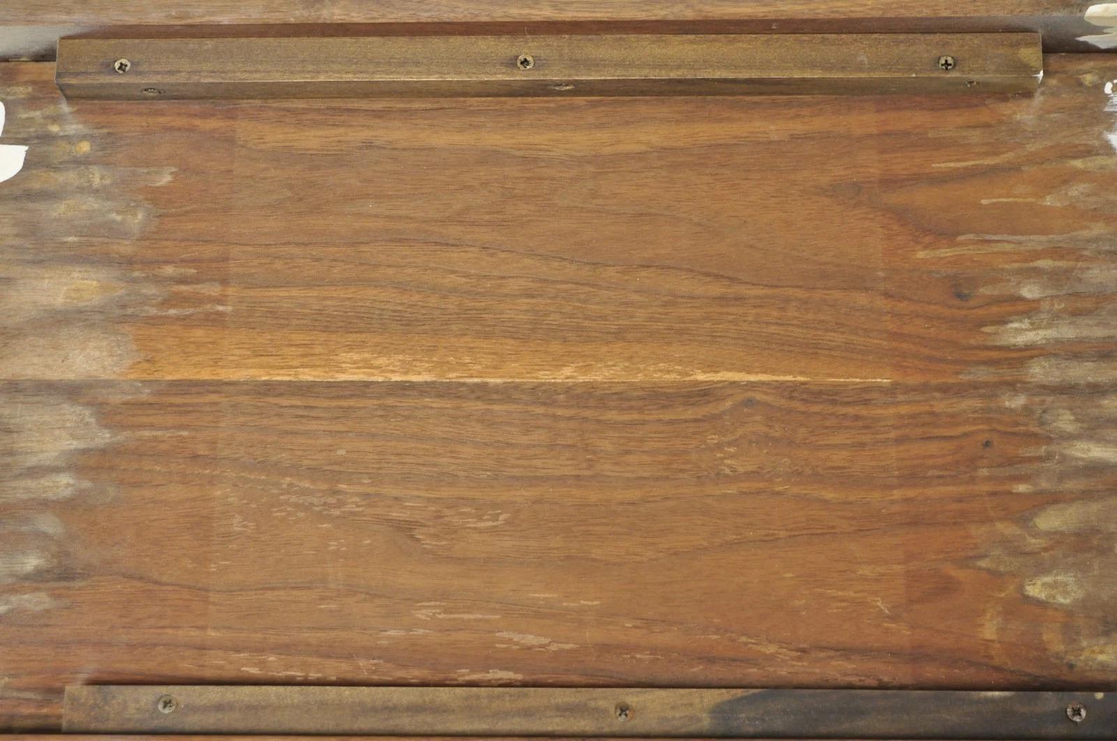 Vintage Mid Century Modern Painted Walnut Waterfall Base Glass Top Coffee Table For Sale 6