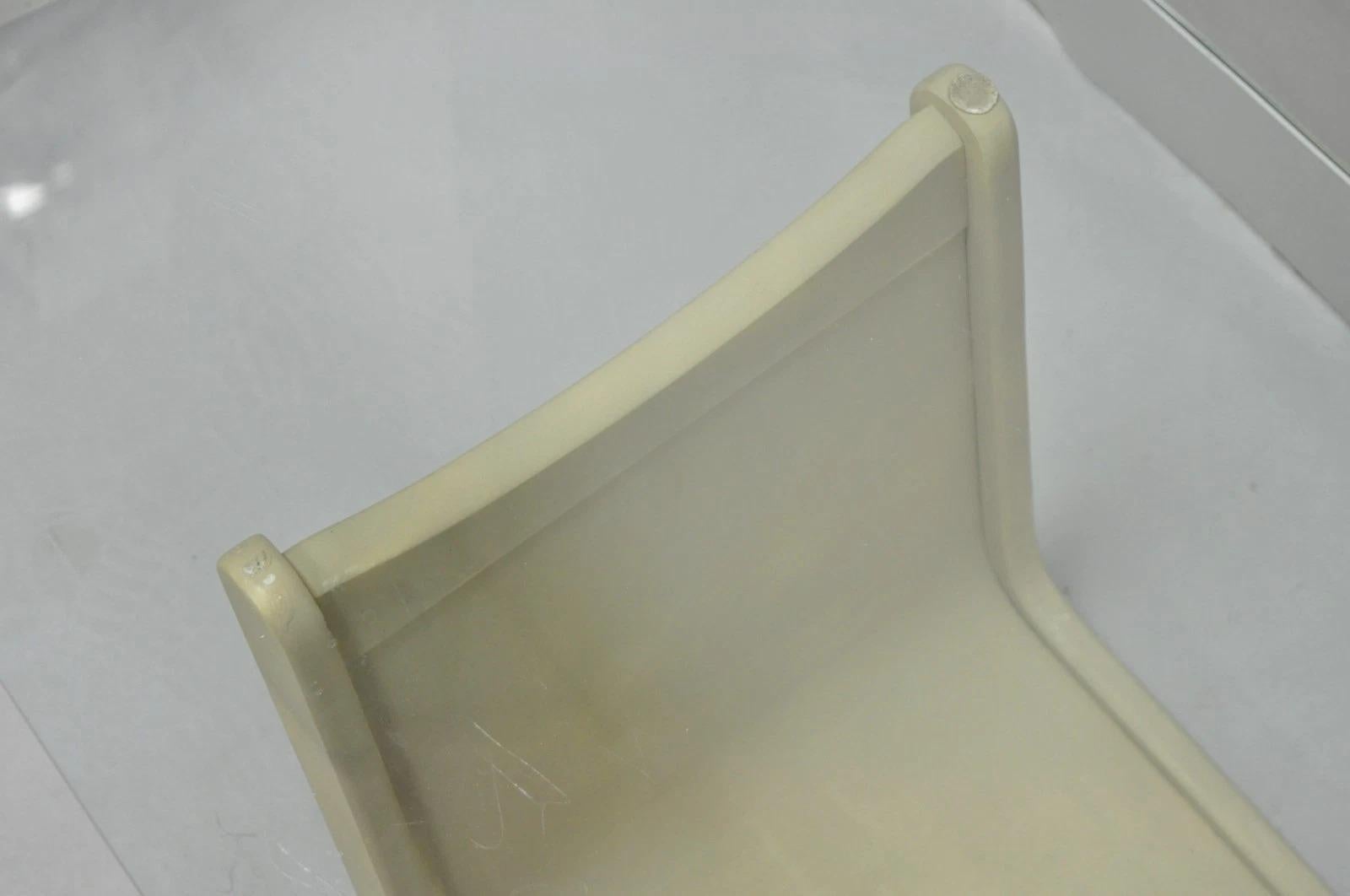 Vintage Mid Century Modern Painted Walnut Waterfall Base Glass Top Coffee Table For Sale 7