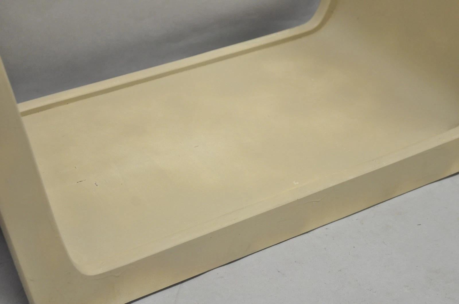 Vintage Mid Century Modern Painted Walnut Waterfall Base Glass Top Coffee Table For Sale 8