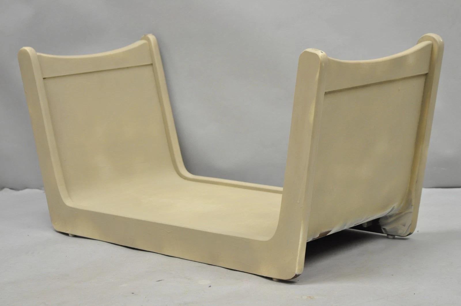 20th Century Vintage Mid Century Modern Painted Walnut Waterfall Base Glass Top Coffee Table For Sale