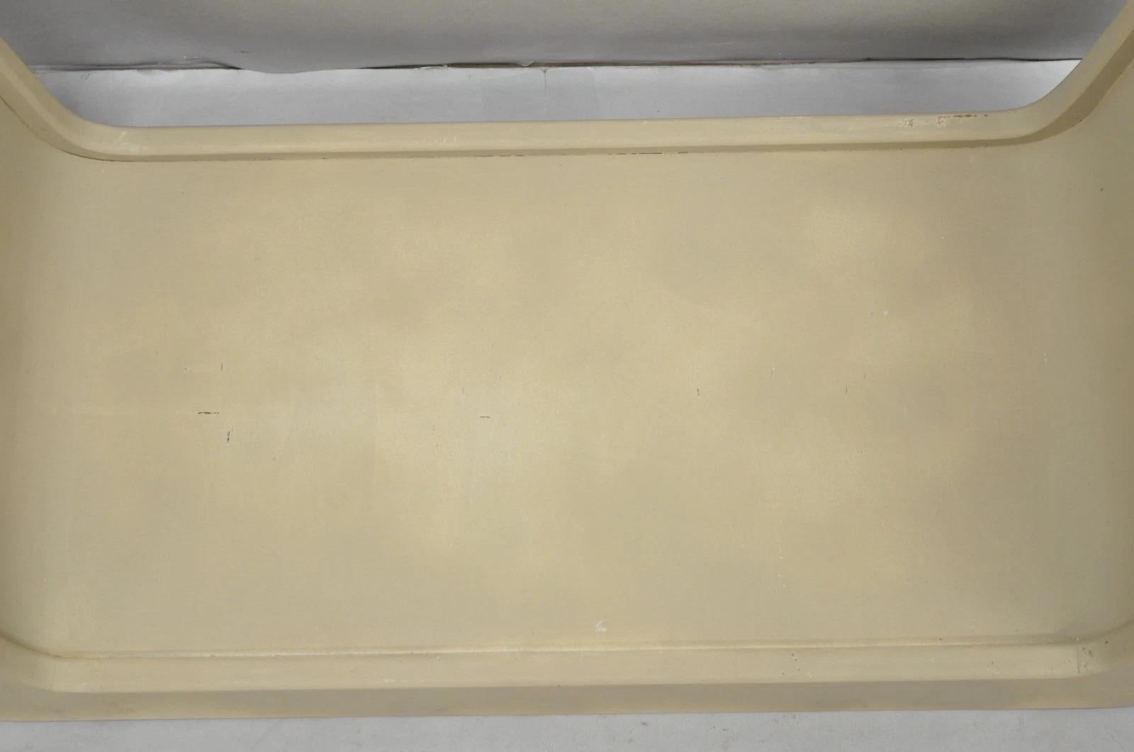 Vintage Mid Century Modern Painted Walnut Waterfall Base Glass Top Coffee Table For Sale 1