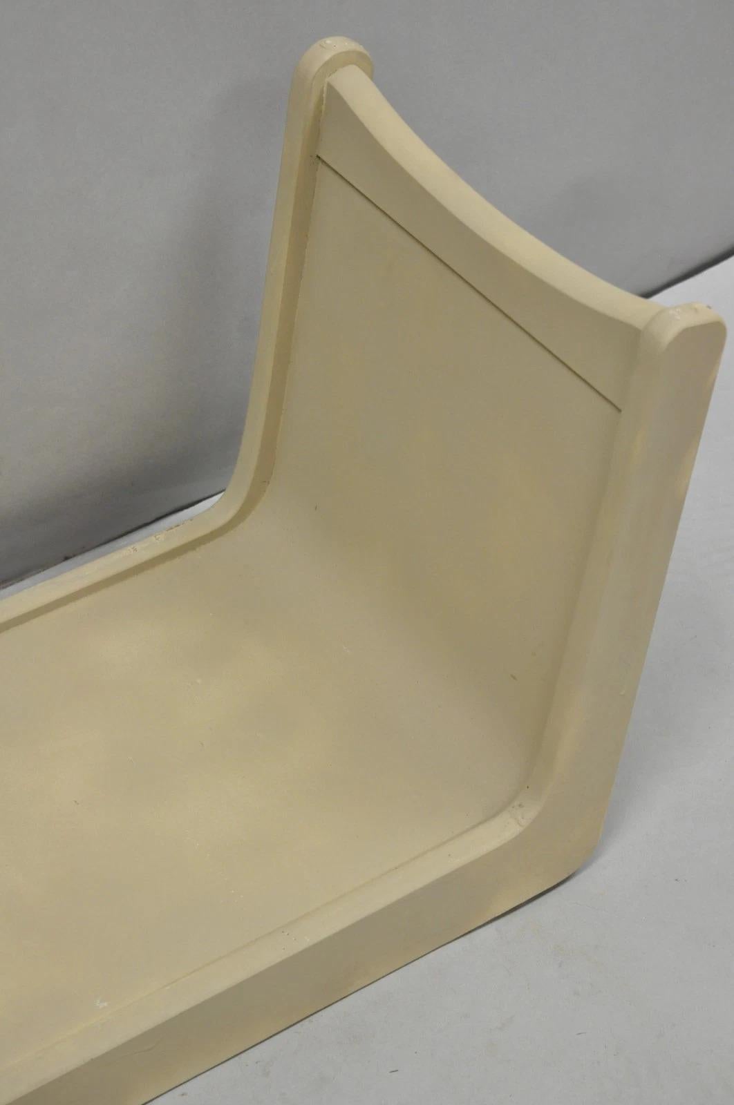 Vintage Mid Century Modern Painted Walnut Waterfall Base Glass Top Coffee Table For Sale 2