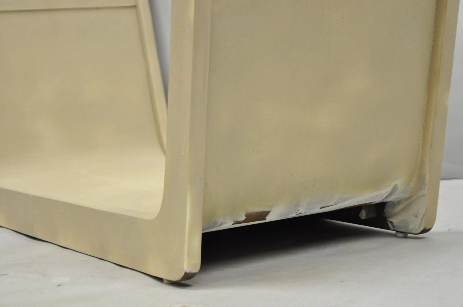 Vintage Mid Century Modern Painted Walnut Waterfall Base Glass Top Coffee Table For Sale 3