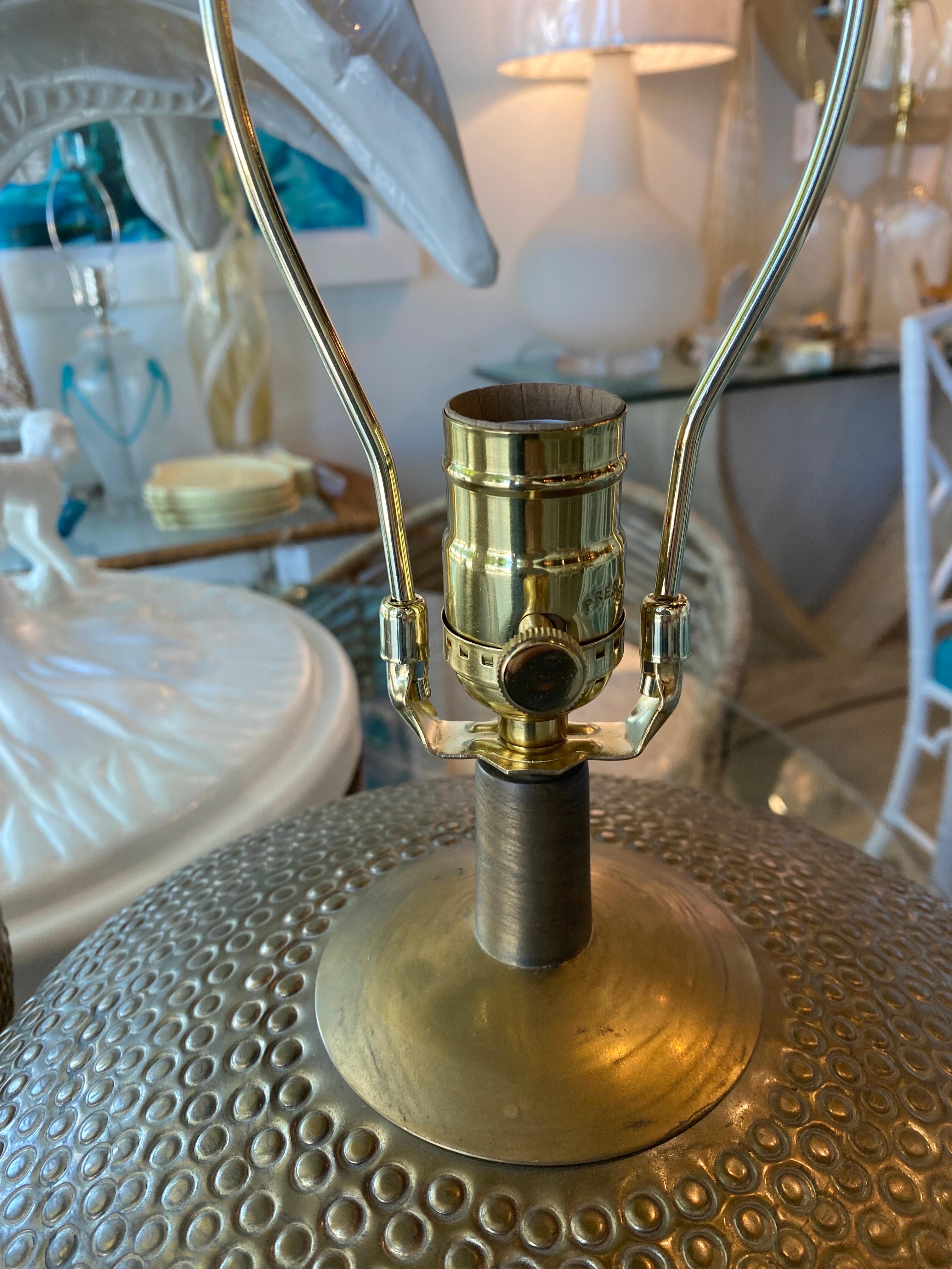 Late 20th Century Vintage Mid-Century Modern Pair of Brass Table Lamps Newly Wired & Hardware For Sale