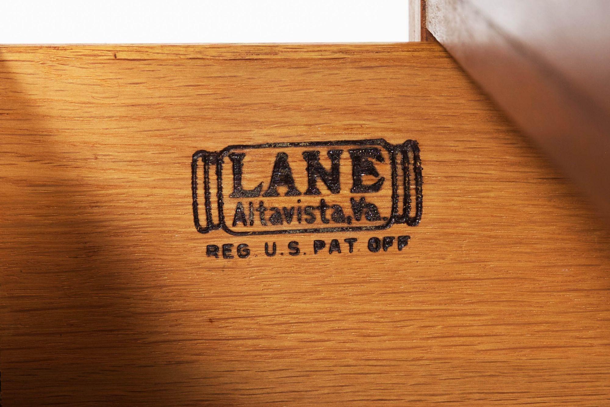 Steel Vintage Mid-Century Modern Pair of Lane “Tuxedo” End Tables Nightstands For Sale