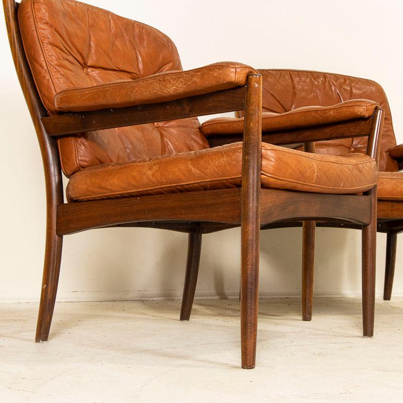 Vintage Mid-Century Modern Pair of Leather Arm Chairs by Gote Mobel of Sweden 8