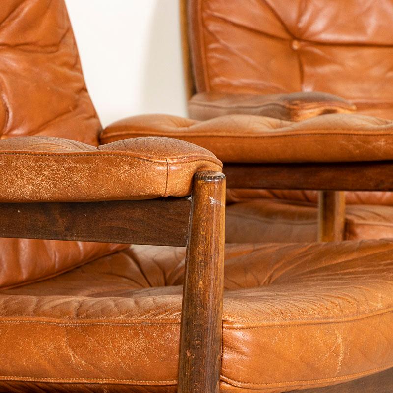 Vintage Mid-Century Modern Pair of Leather Arm Chairs by Gote Mobel of Sweden 3