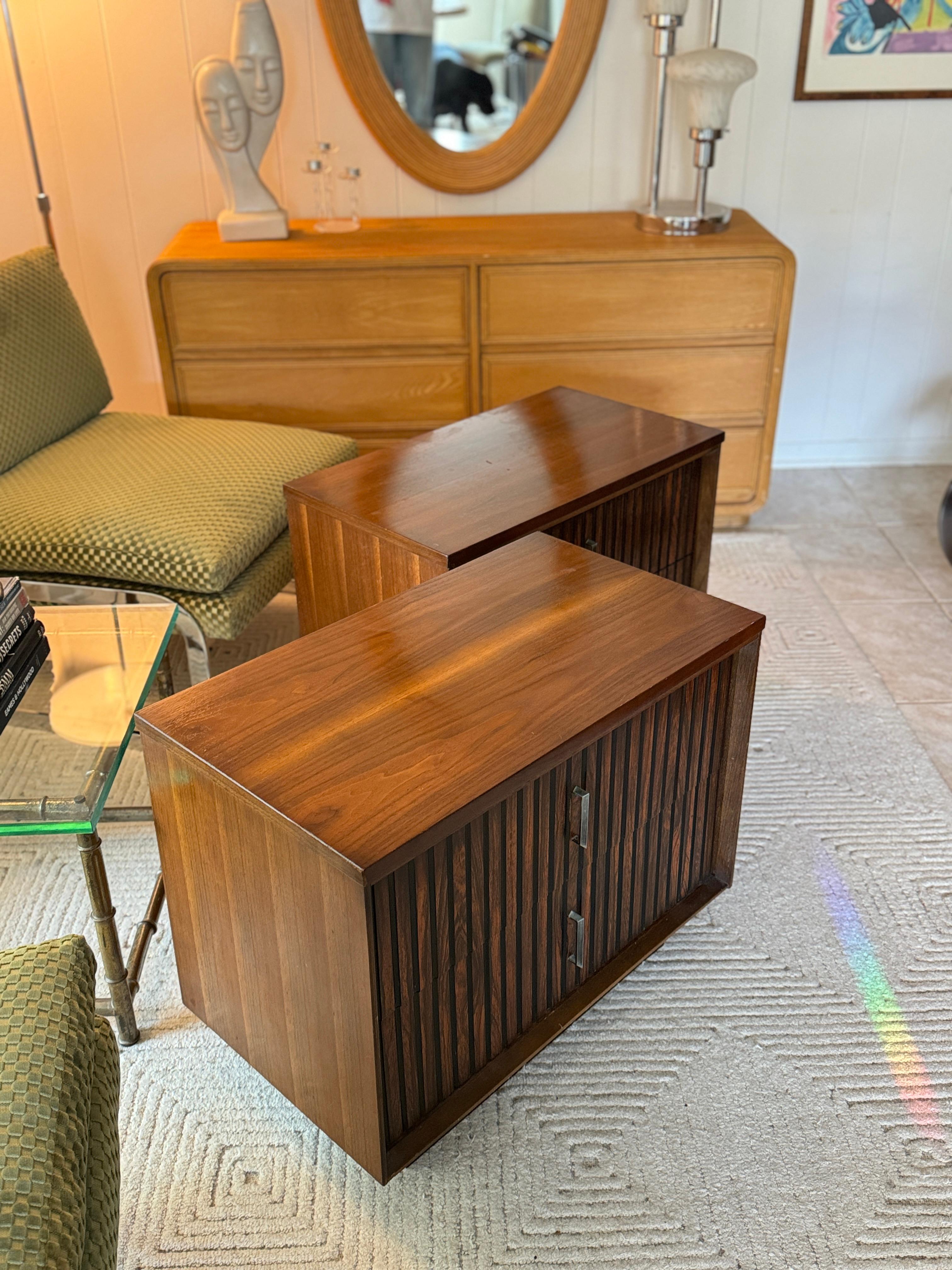 Mid-Century Modern Vintage mid century modern pair of nightstands by Basset Furniture Co.