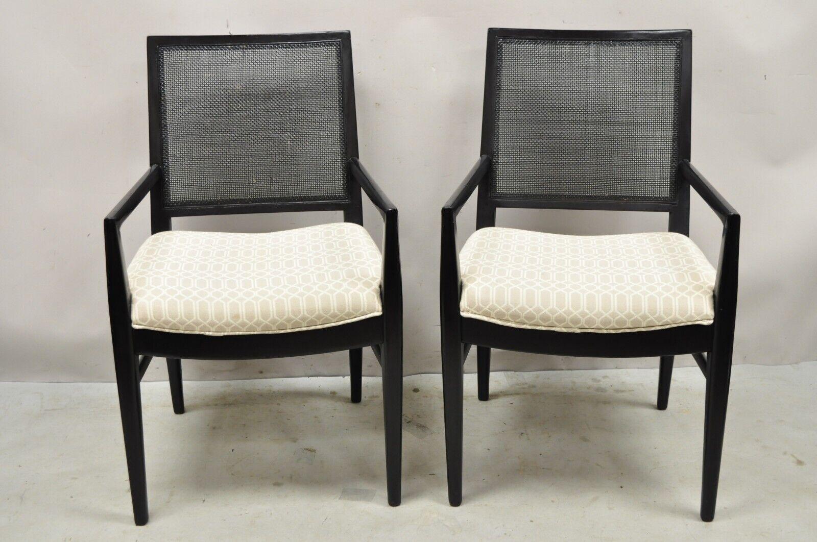 Vintage Mid Century Modern Paul McCobb Style Black Cane Dining Chairs - Set of 6 5