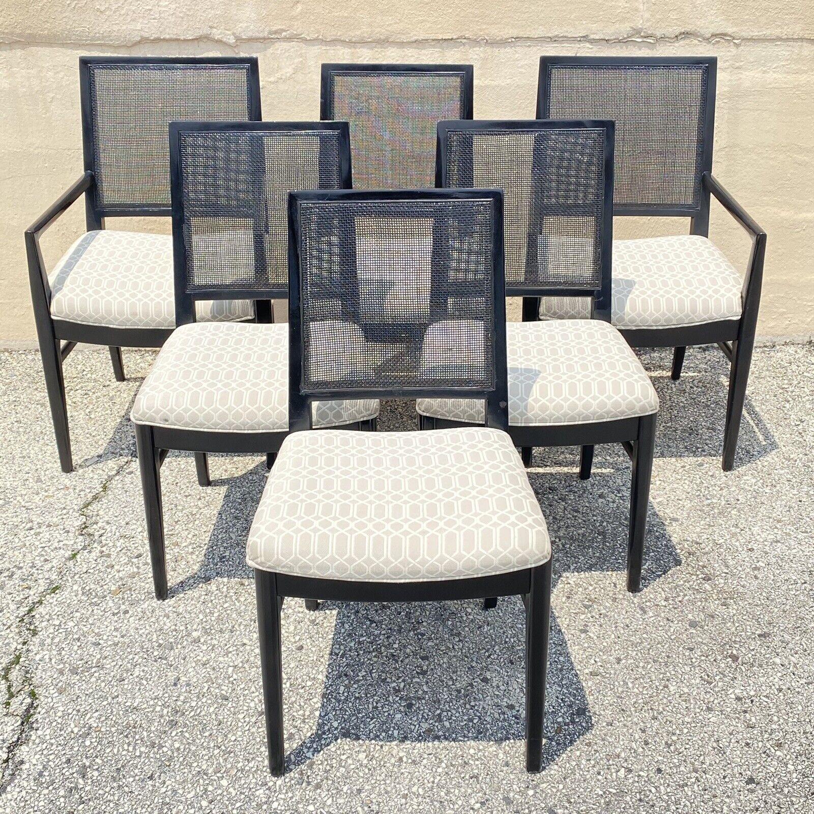 Vintage Mid Century Modern Paul McCobb Style Black Cane Dining Chairs - Set of 6 7