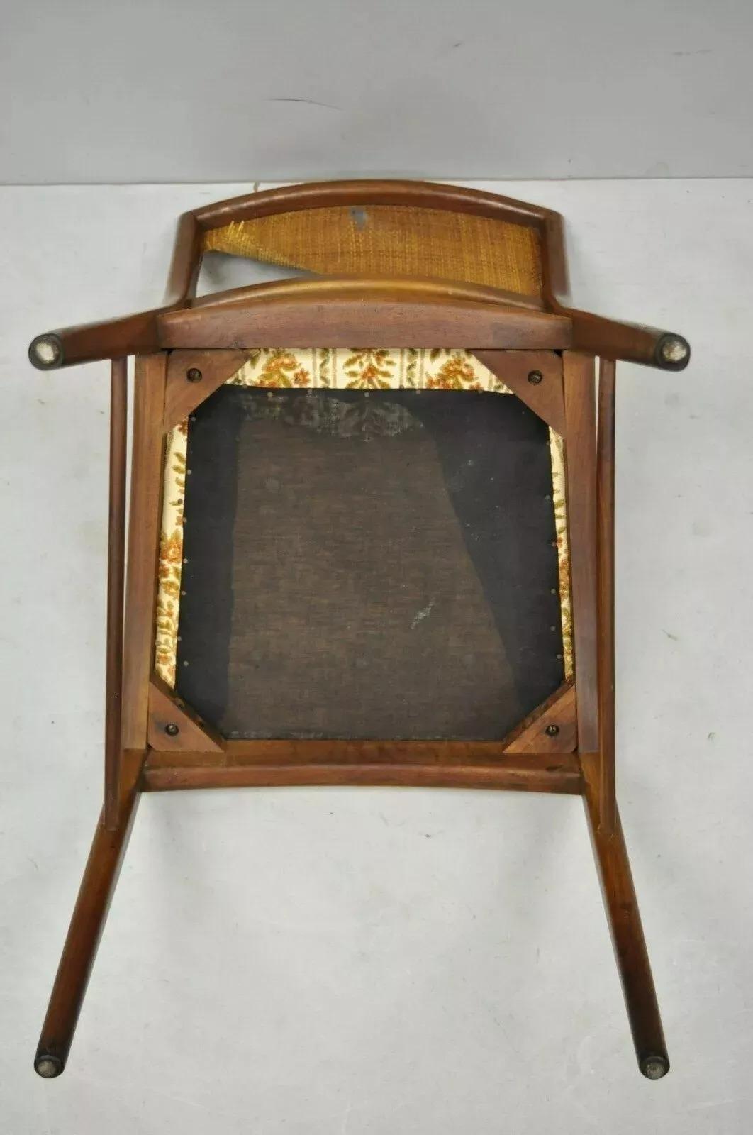 Vintage Mid Century Modern Paul McCobb Style Walnut Cane Dining Chairs - Set 4 5