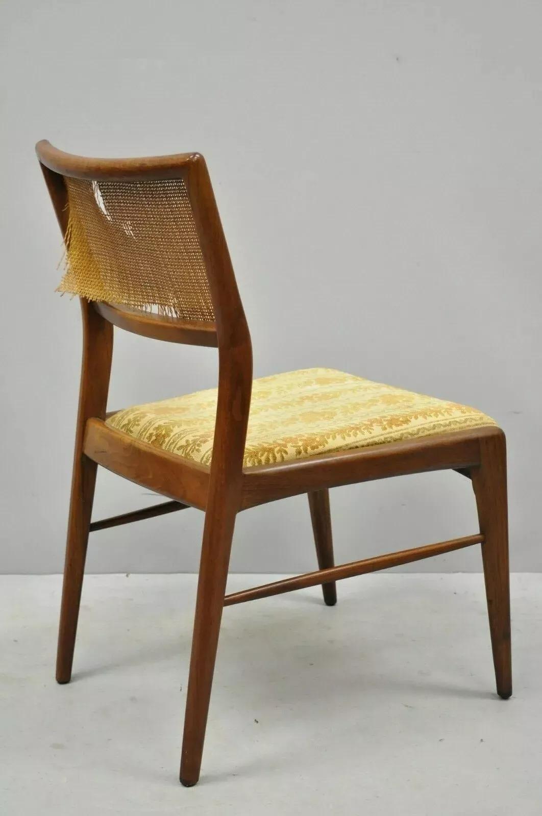 Vintage Mid Century Modern Paul McCobb Style Walnut Cane Dining Chairs - Set 4 6