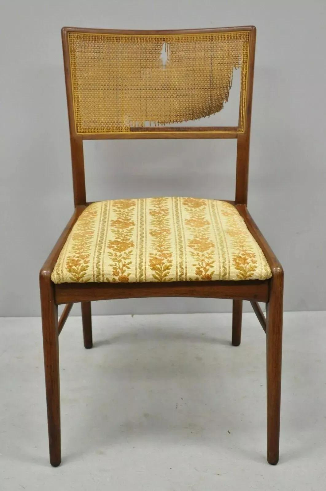 Mid-Century Modern Vintage Mid Century Modern Paul McCobb Style Walnut Cane Dining Chairs - Set 4