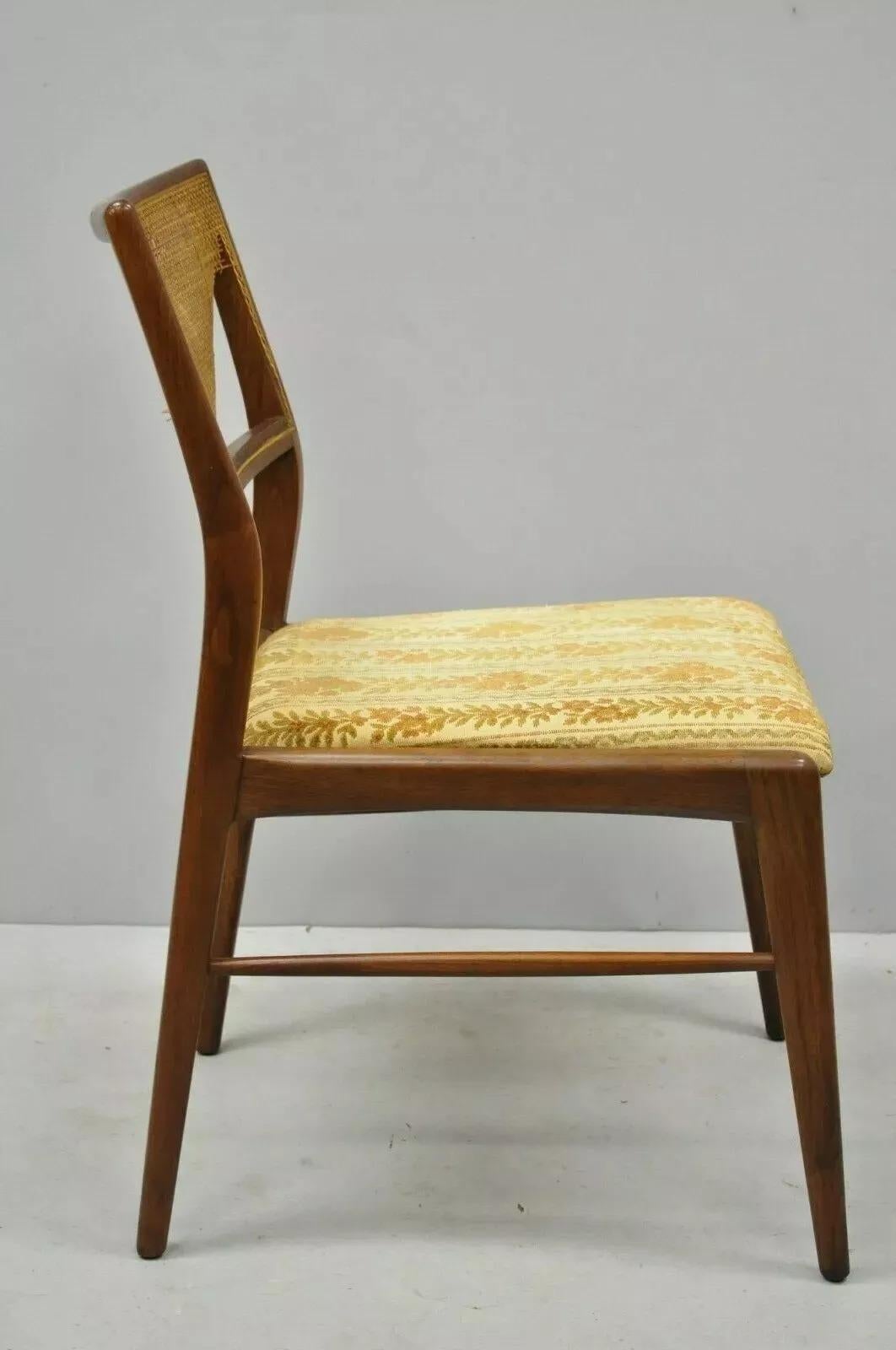 Unknown Vintage Mid Century Modern Paul McCobb Style Walnut Cane Dining Chairs - Set 4