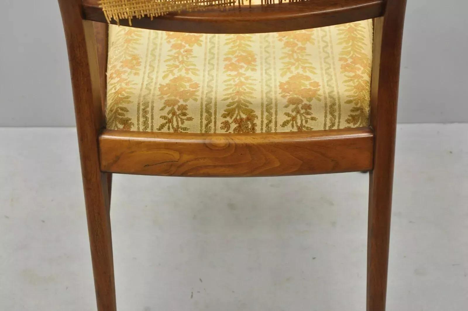 Vintage Mid Century Modern Paul McCobb Style Walnut Cane Dining Chairs - Set 4 3
