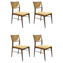 Vintage Mid Century Modern Paul McCobb Style Walnut Cane Dining Chairs - Set 4