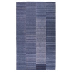 Pelas Handgewebter Flachgewebe-Teppich in Blau, Mid-Century Modern