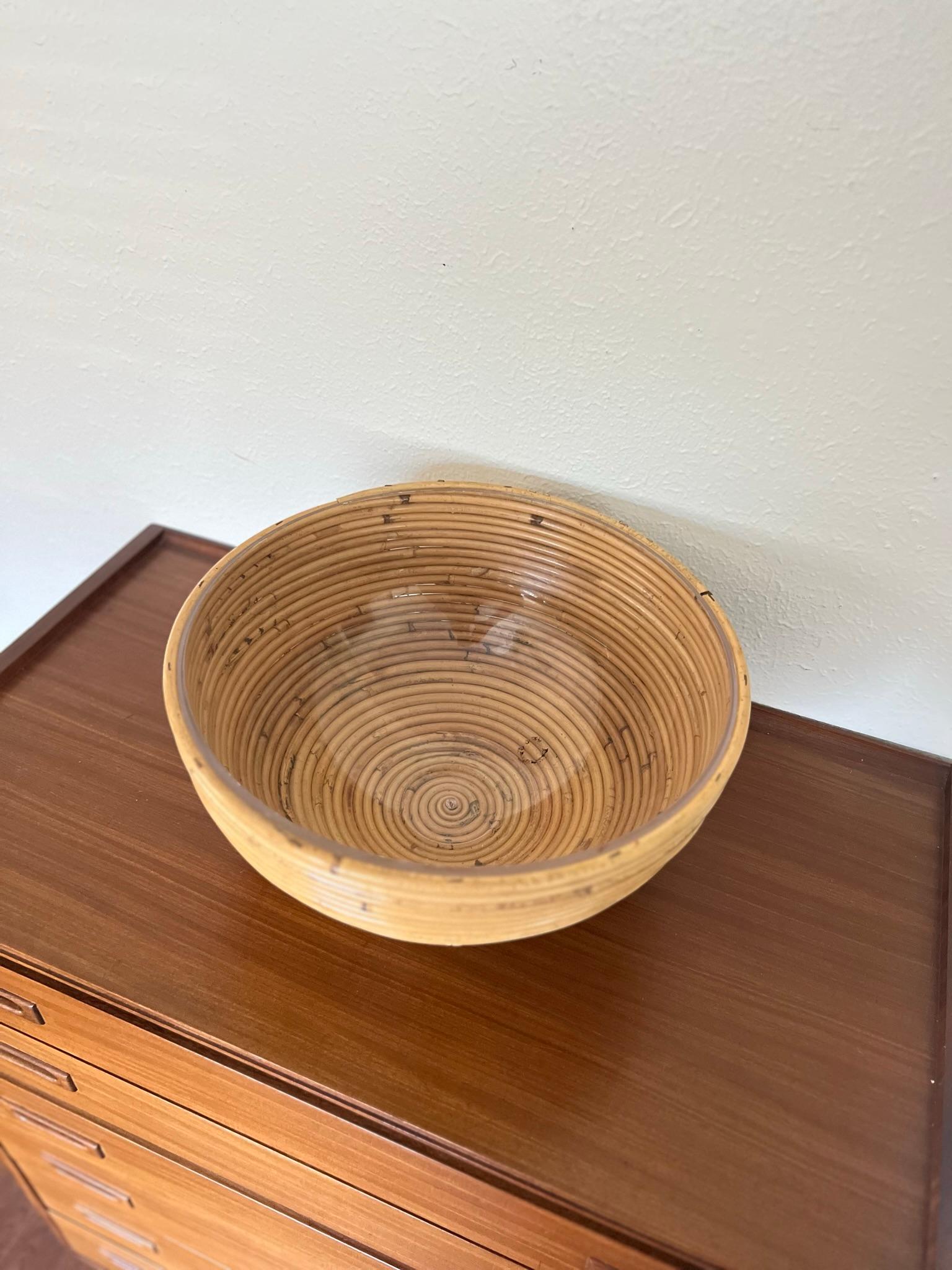 Vintage Mid-Century Modern Pencil Reed Bowl (anglais) Bon état - En vente à Houston, TX