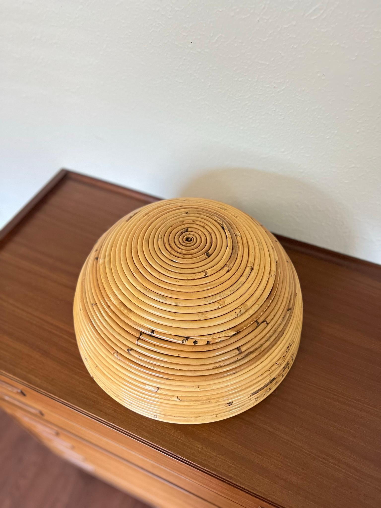 Vintage Mid-Century Modern Pencil Reed Bowl In Good Condition For Sale In Houston, TX