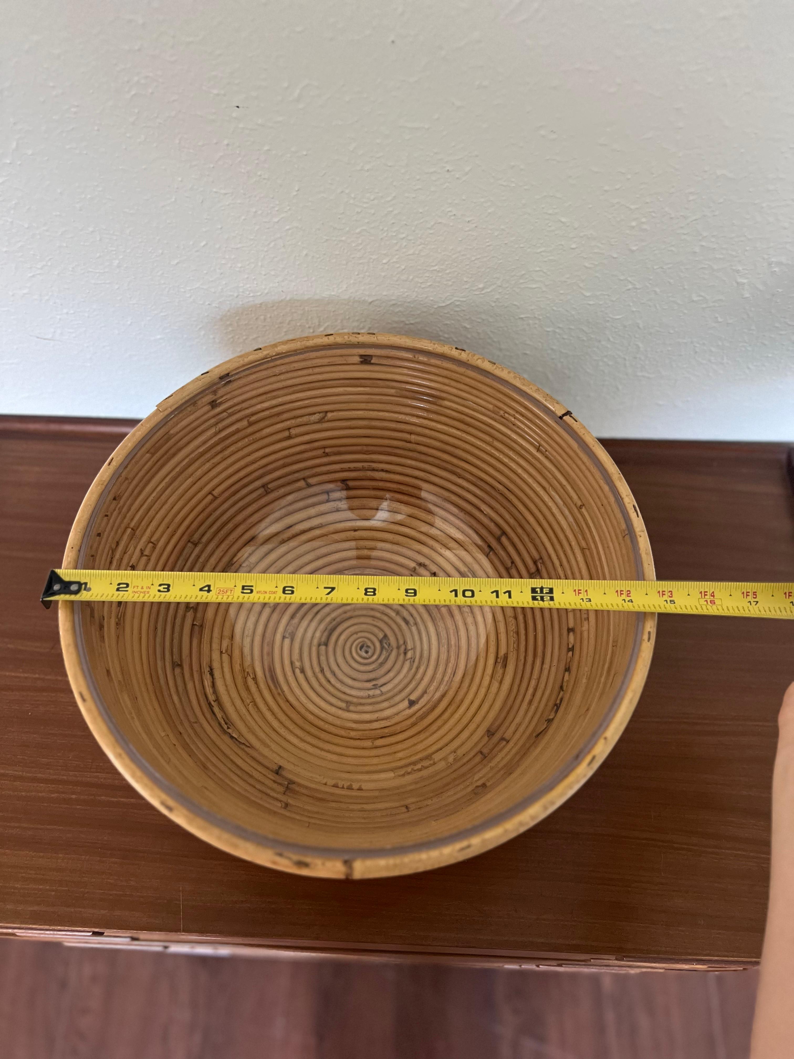 Bamboo Vintage Mid-Century Modern Pencil Reed Bowl For Sale