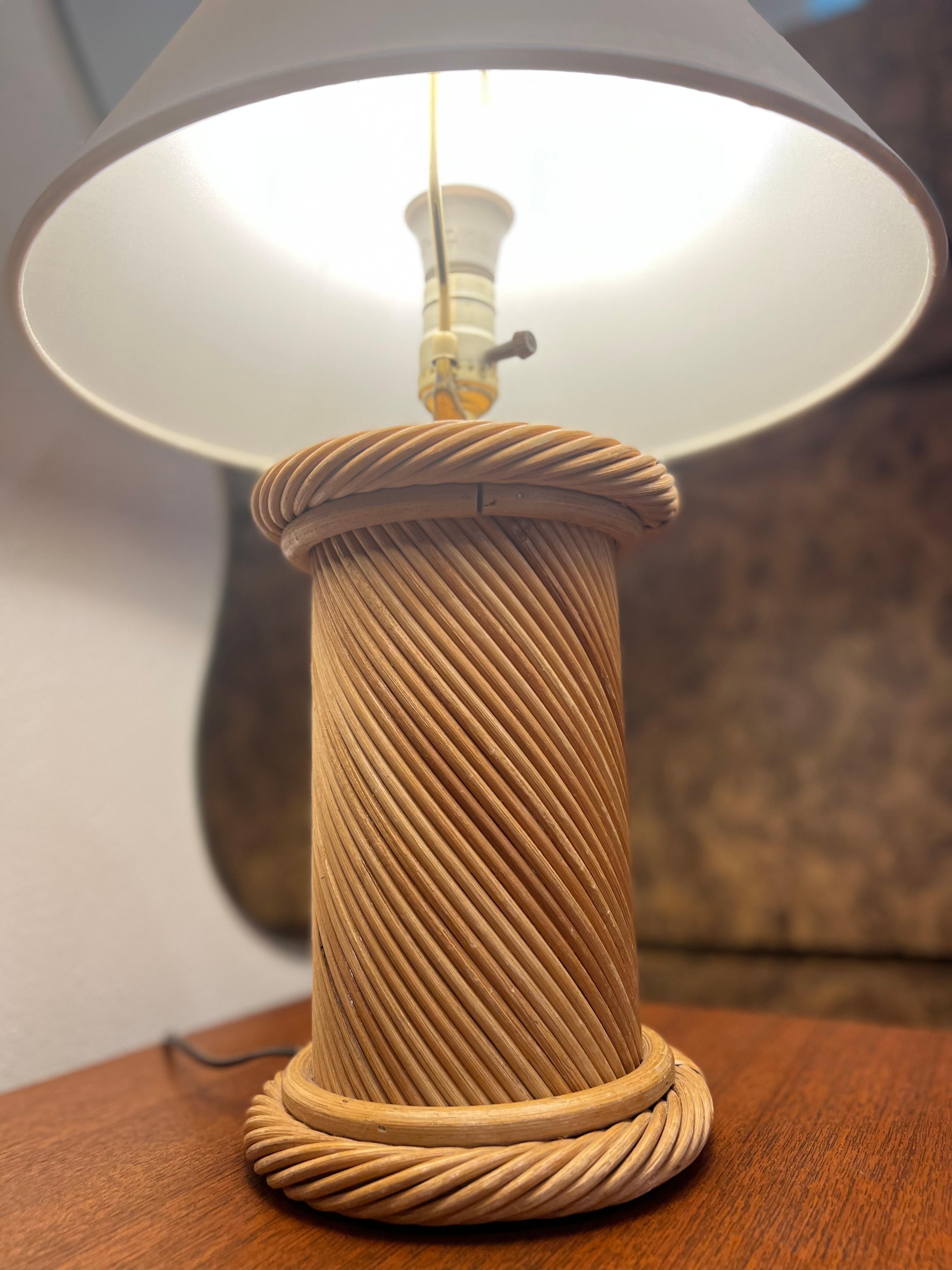 Bamboo Vintage Mid-Century Modern Pencil Reed Lamp For Sale