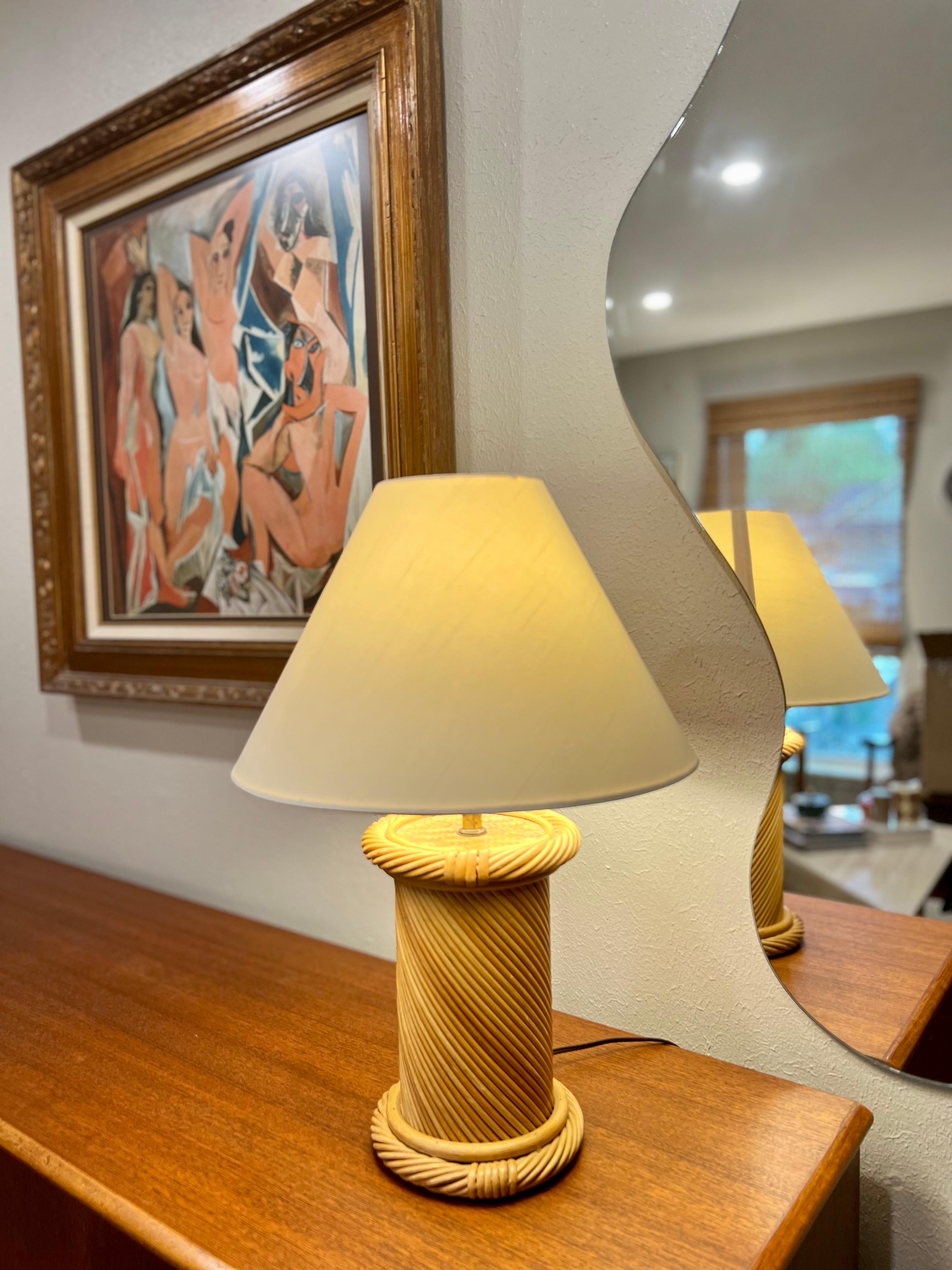 Vintage Mid-Century Modern Pencil Reed Lamp For Sale 3
