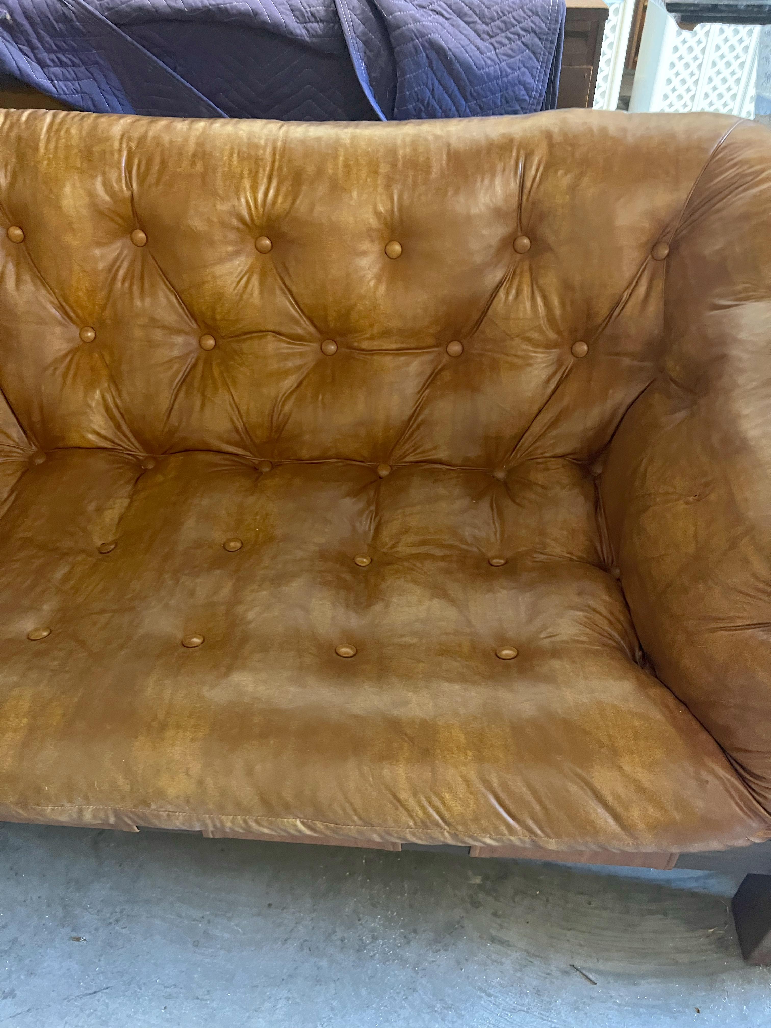 Vintage Mid-Century Modern Percival Lafer Style Loveseat Sofa In Good Condition For Sale In Charleston, SC