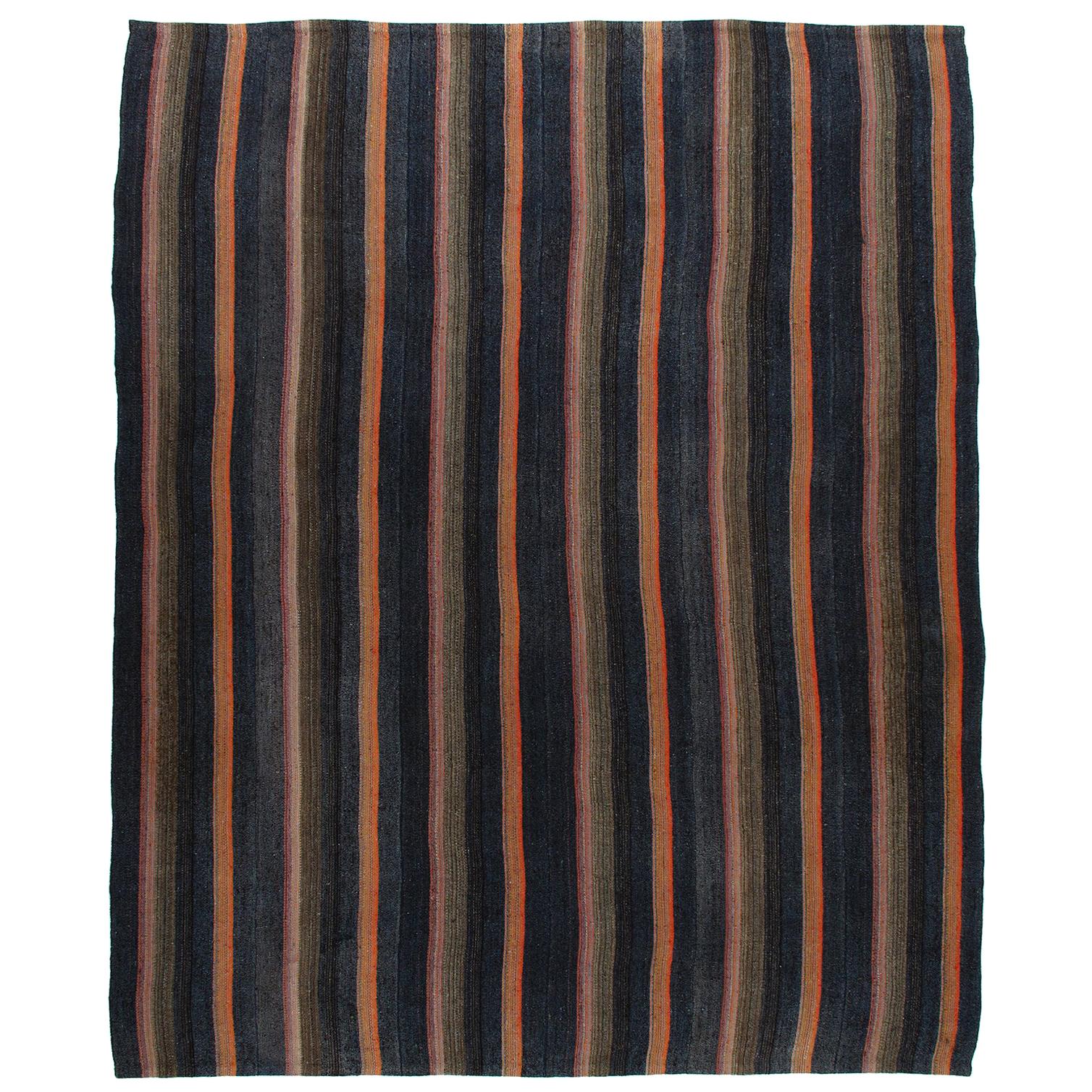 Vintage Mid-Century Modern Persian Flat-Weave Rug