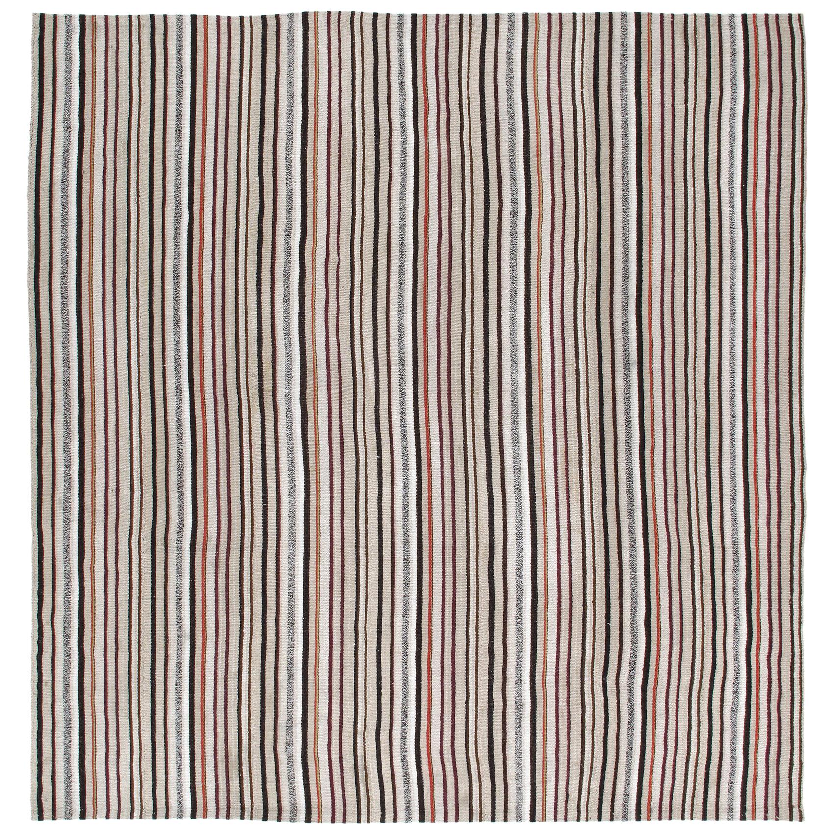 Alfombra Persa de Tejido Plano Pelas Vintage Moderna de Mediados de Siglo