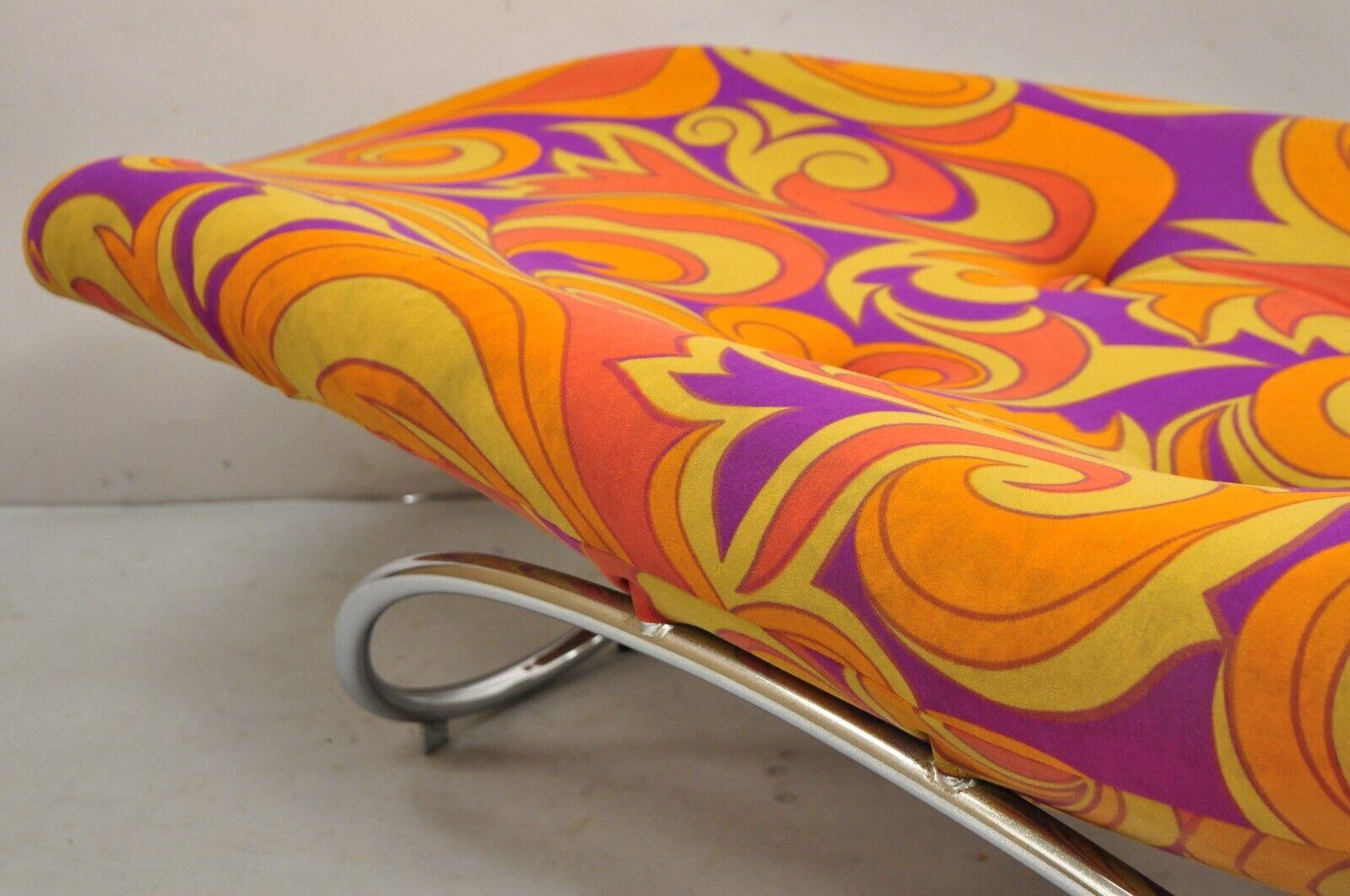 Vintage Mid Century Modern Pierre Paulin Style Groovy Wave Chrome Chaise Lounge For Sale 6