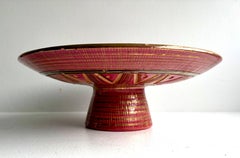 Vintage Mid-Century Modern Pink & Gold Decorative Compote, Italy, 1960's