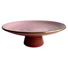 Vintage Mid-Century Modern Pink & Gold Decorative Compote, Italy, 1960's