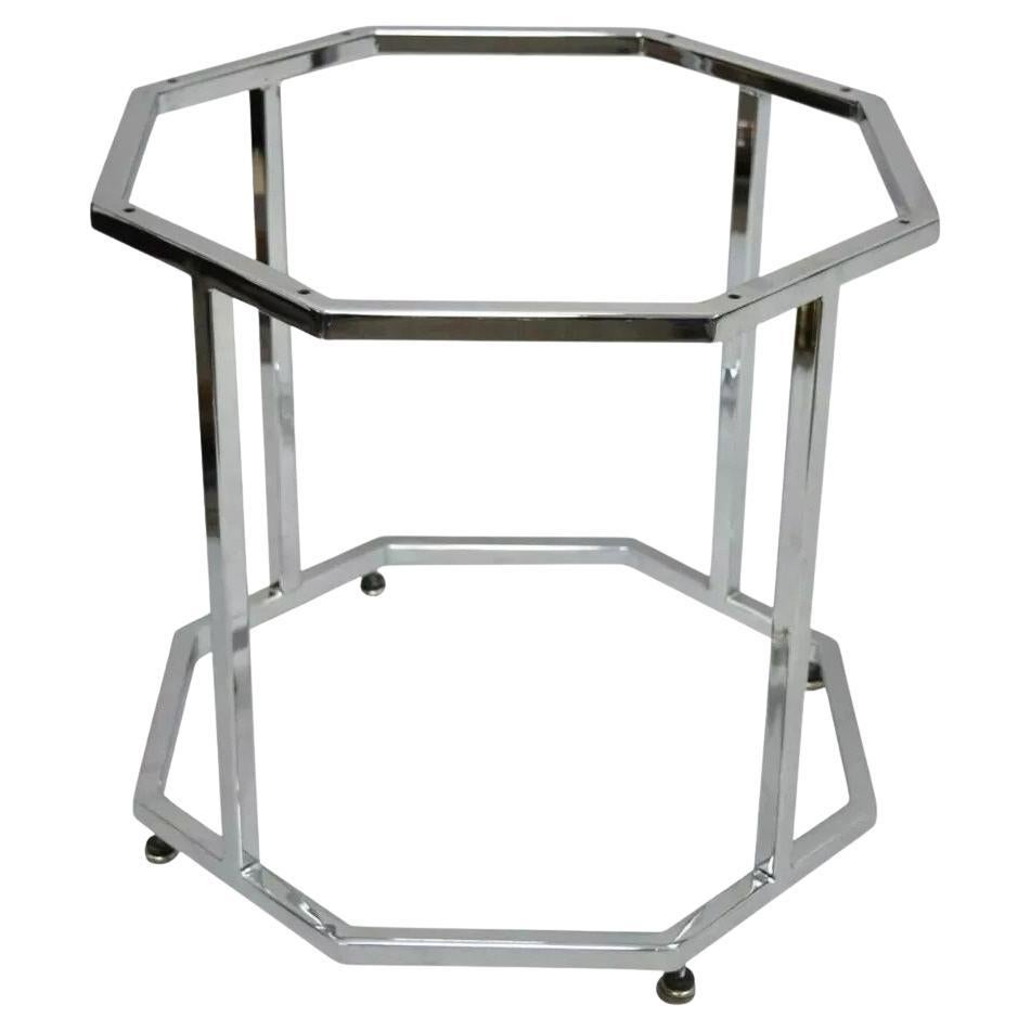 Vintage Mid Century Modern Base de mesa auxiliar octogonal de metal cromado pulido