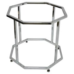Vintage Mid Century Modern Base de mesa auxiliar octogonal de metal cromado pulido