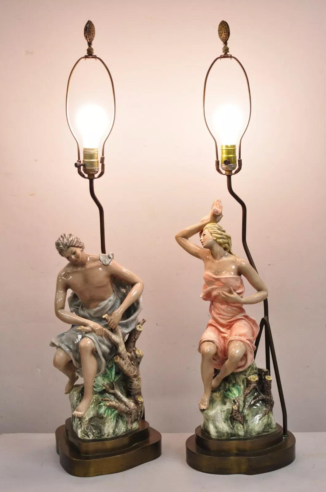 Vintage Mid Century Modern Porcelain Male and Female 