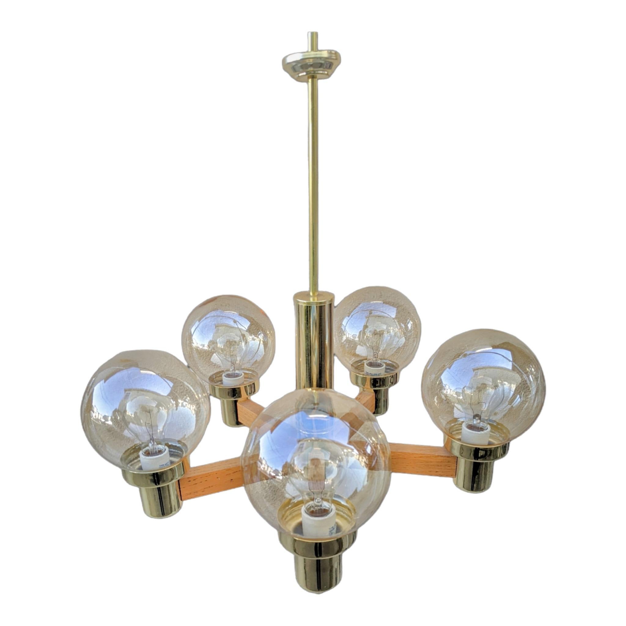 Vintage Mid-Century Modern Postmodern 5 Arm Bubble Chandelier In Good Condition For Sale In El Cerrito, CA