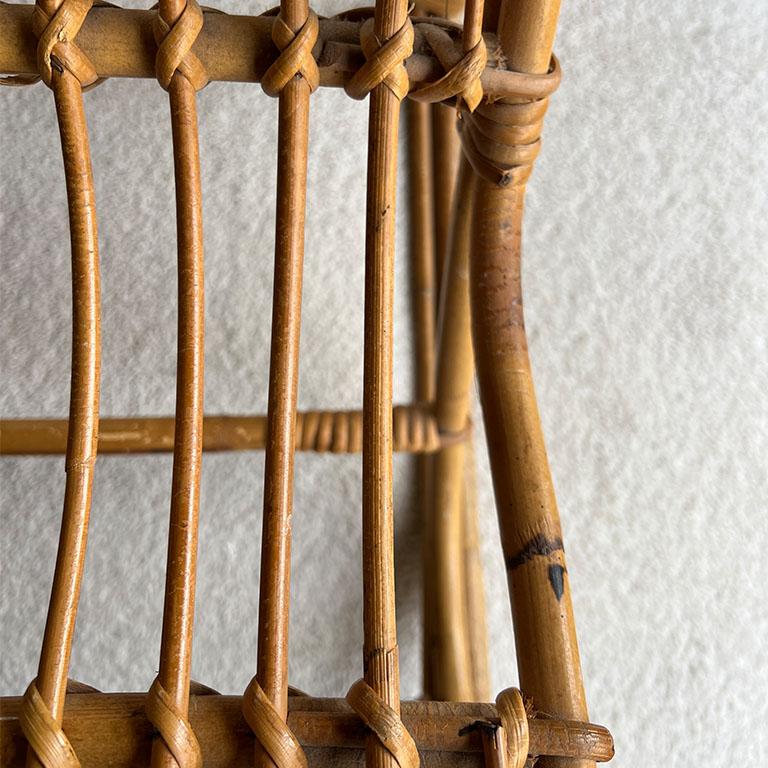 Vintage Mid-Century Modern Rattan Children’s Rocking Chair, France, 1950s For Sale 4