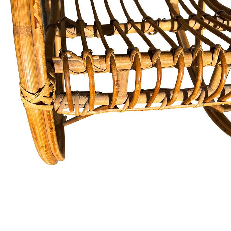 French Vintage Mid-Century Modern Rattan Children’s Rocking Chair, France, 1950s For Sale