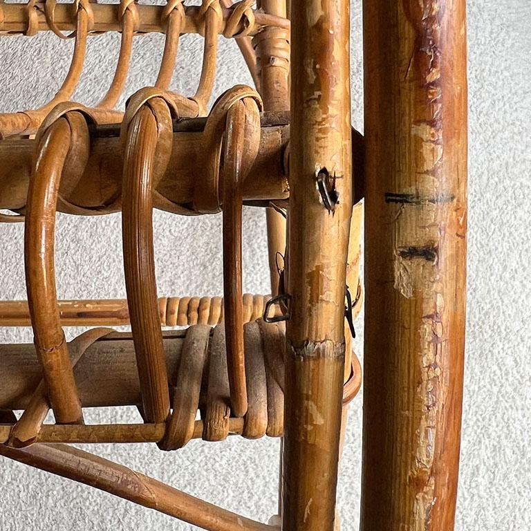 Vintage Mid-Century Modern Rattan Children’s Rocking Chair, France, 1950s For Sale 3