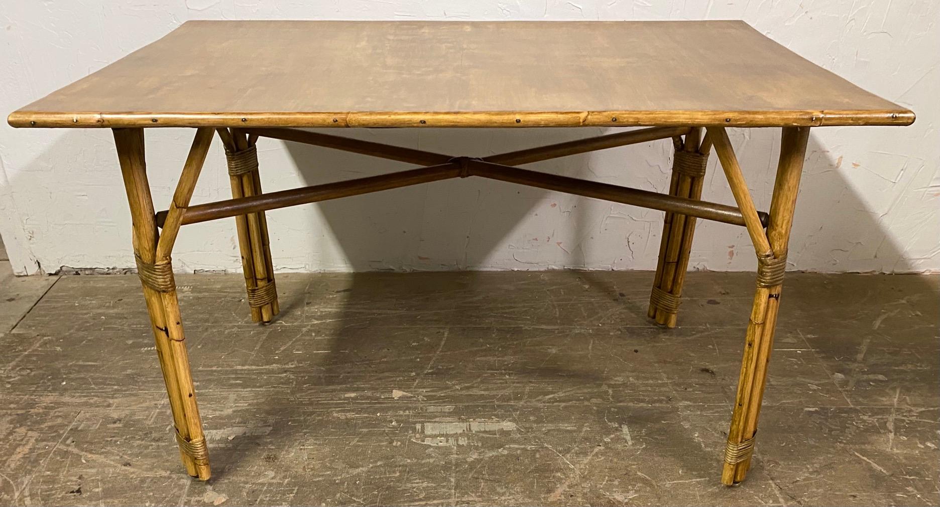 Vintage Mid-Century Modern Rattan Desk or Table For Sale 1