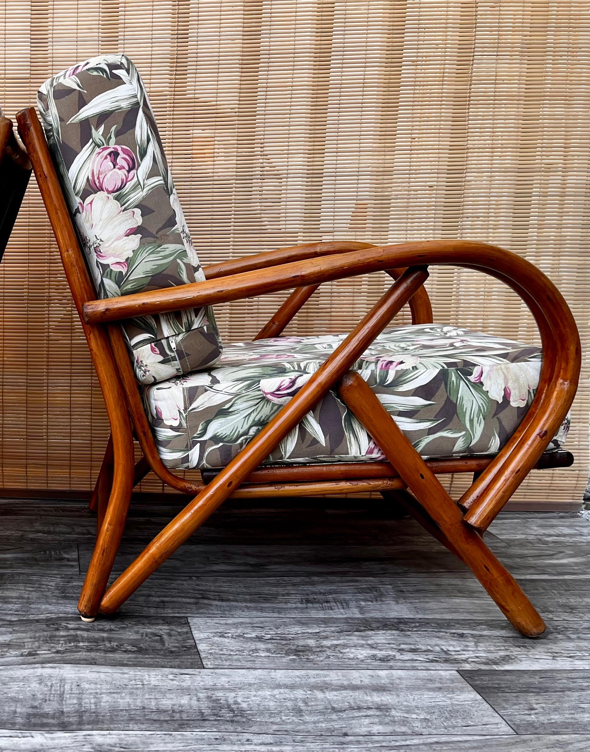 Vintage Mid-Century Modern Rattan Lounge Chair, circa 1960s For Sale 2