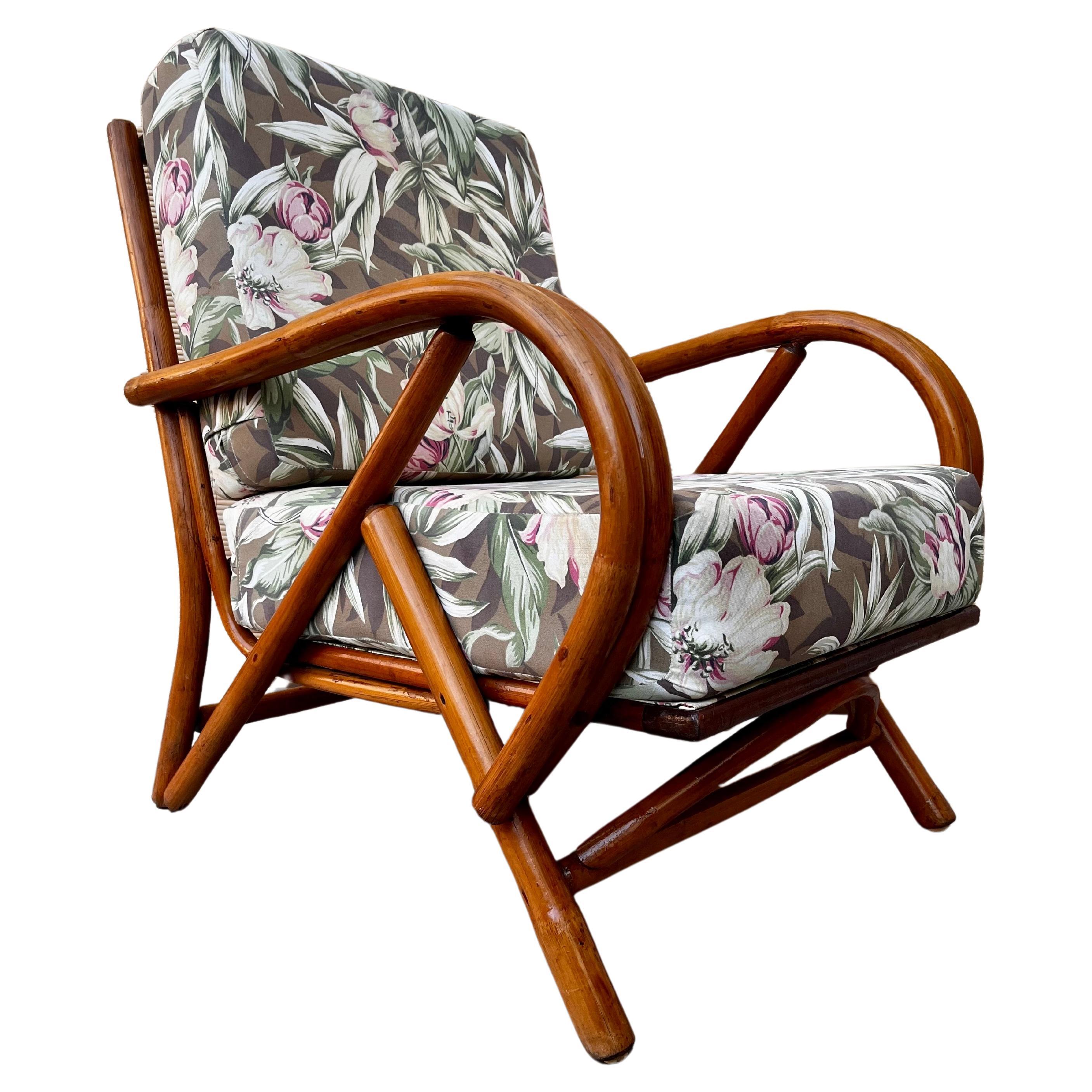 Chaise longue vintage en rotin de style Modernity, circa 1960s