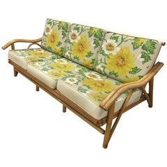 Vintage Mid-Century Modern Real Bamboo Rattan Sofa