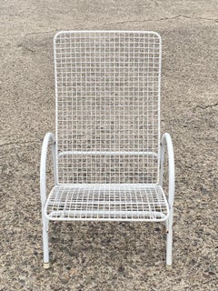 Vintage Mid Century Modern Reclining Wrought Iron Sculptural Patio Lounge Chair